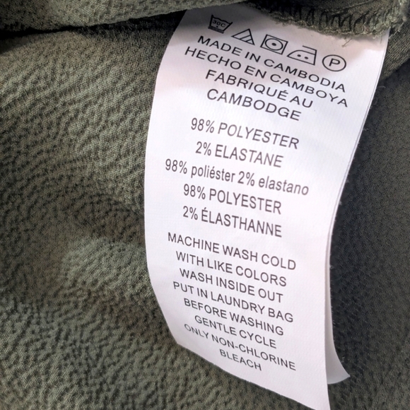 Michael Michael Kors Olive Green Ruffle/Flutter Sleeve Gold Zip Top Size Medium - Picture 6 of 12